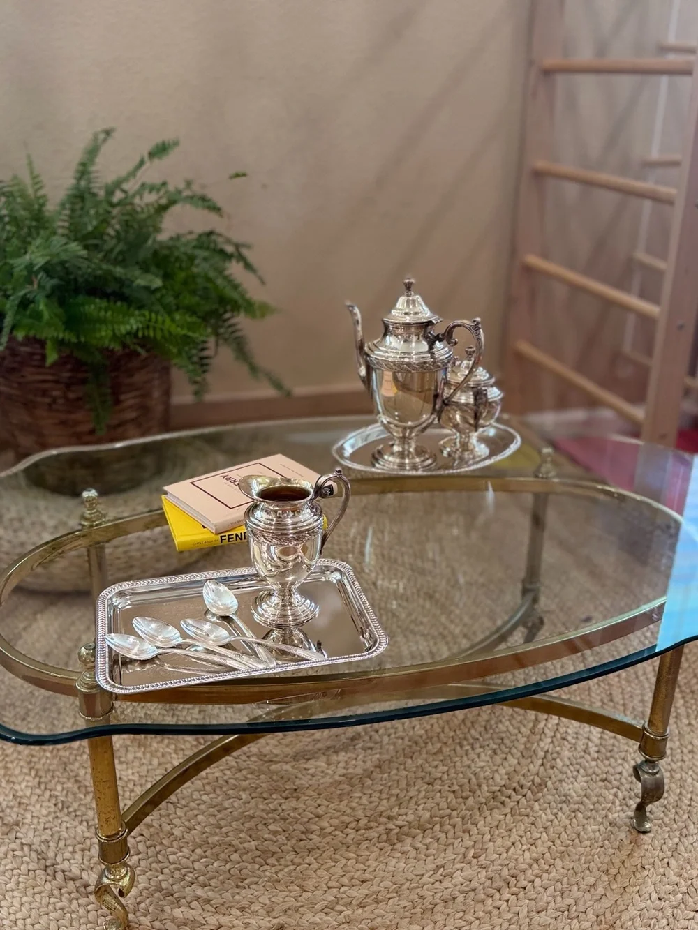 Hollywood Style Regency Brass Swan Table